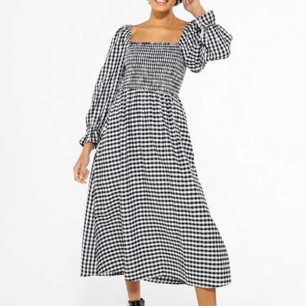 Gingham shirred smock midi dress from ASOS